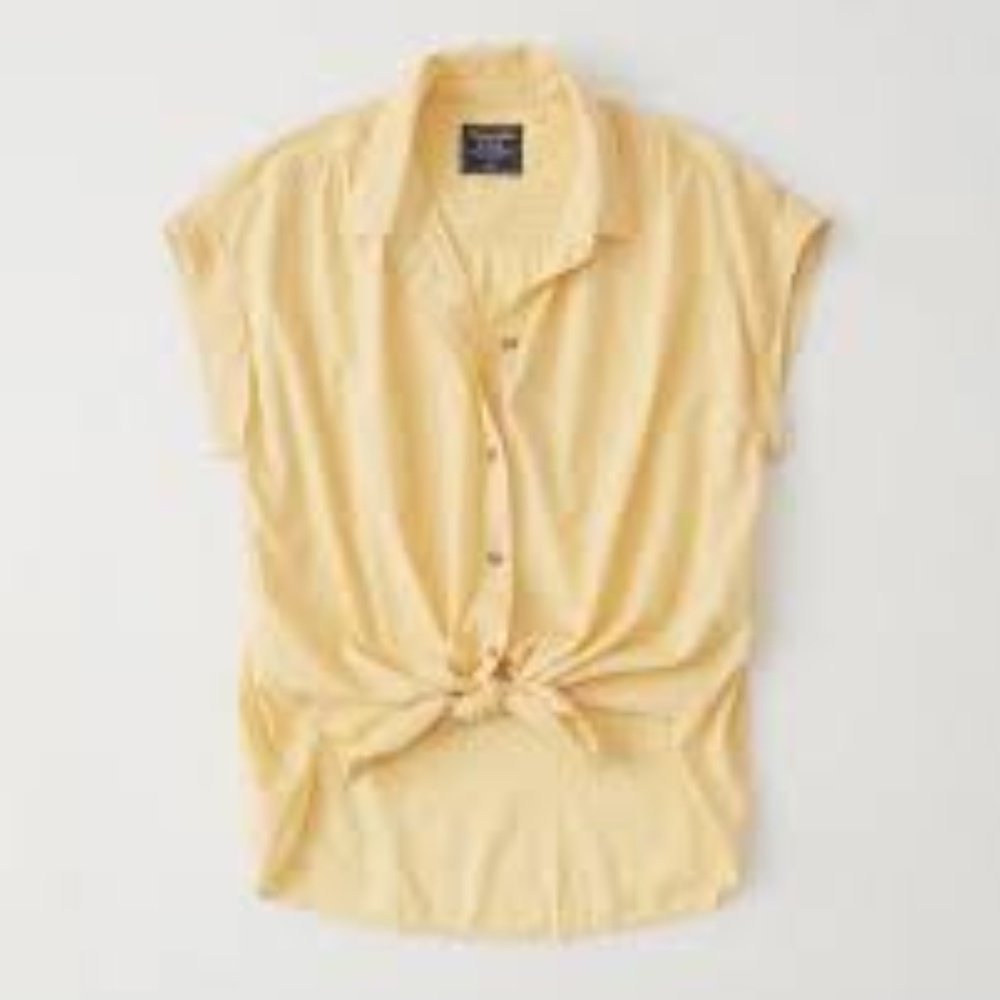 Abercrombie SHORT-SLEEVE TIE-FRONT POPLIN SHIRT